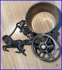 Antique Napkin Ring Victorian Figural Silver Plate Rogers Smith #214 Horse Cart