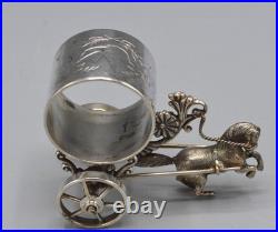 Antique Napkin Ring Victorian Figural Silver Plate Rogers Smith #214 Horse Cart