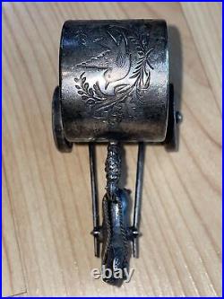 Antique Napkin Ring Victorian Figural Silver Plate Rogers Smith #214 Horse Cart