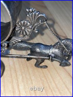 Antique Napkin Ring Victorian Figural Silver Plate Rogers Smith #214 Horse Cart