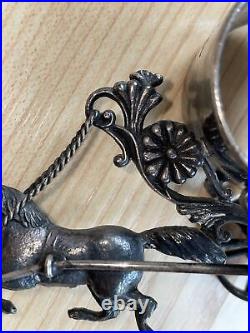 Antique Napkin Ring Victorian Figural Silver Plate Rogers Smith #214 Horse Cart