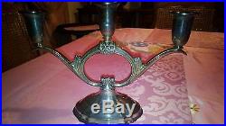 Antique Pair of Art Deco Rogers Bros. Silver plate 3 Candelabra Eternally Yours
