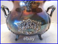 Antique QUADRUPLE SILVER PLATE W. M. ROGERS NY Soup tureen ornate 2 Qtrs Vintage