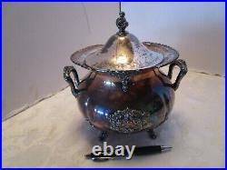 Antique QUADRUPLE SILVER PLATE W. M. ROGERS NY Soup tureen ornate 2 Qtrs Vintage