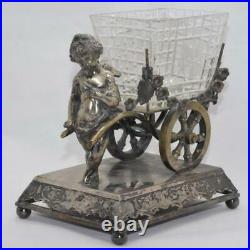 Antique Rare Rogers Bros Cherub Pulling A Cart Ornateoriginal Glass #2908 Rare