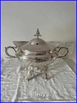 Antique Rogers & Bro 1896 Triple Plate Silver Footed Soup Tureen with Lid Ornate