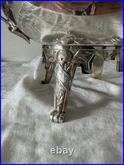 Antique Rogers & Bro 1896 Triple Plate Silver Footed Soup Tureen with Lid Ornate