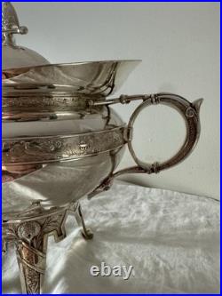 Antique Rogers & Bro 1896 Triple Plate Silver Footed Soup Tureen with Lid Ornate