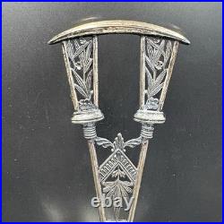 Antique Rogers & Bro Triple Plate Cruet Set 4 Bottles Etched Glass Caddy