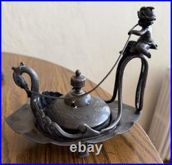 Antique Rogers & Bro Triple Plate Silver Cupid And Swan Holder