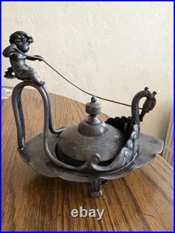 Antique Rogers & Bro Triple Plate Silver Cupid And Swan Holder