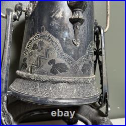 Antique Rogers & Bro Triple Plate Silver Tilting Water Pitcher With Stand Ornate Antique Rogers & Bro Triple Plate Silver Tilting Water Pitcher With Stand Ornate