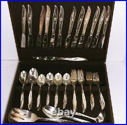 Antique Rogers Bros 1847 Int. Silver Daffodil 87pc. Set Serving utensils Chest