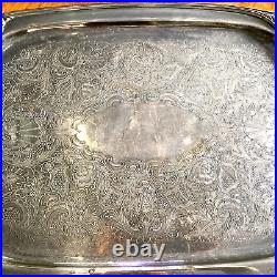 Antique Rogers Bros 1847 Silverplate Waiter Tea Tray Daffodil 27 Platter 9998