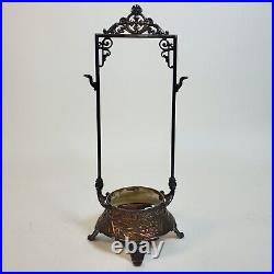 Antique Rogers Bros Heavy Glass Pickle Castor With Silver Plate Stand, Lid, & Fork