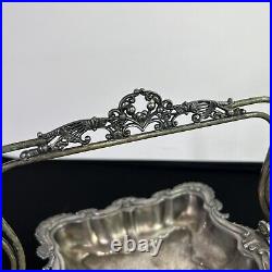 Antique Rogers Bros Silver Plate Footed & Engraved Cake Brides Basket