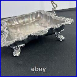 Antique Rogers Bros Silver Plate Footed & Engraved Cake Brides Basket