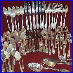 Antique Rogers Bros. Silverplate Flatware DAFFODIL 70 PCS. 1950 Service for 12