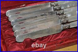 Antique Rogers & Brother Knife Set, Sterling & Mother of Pearl Handles, Box