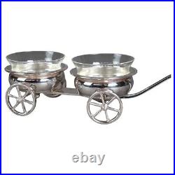 Antique Rogers Silver Plate and Glass Condiment Wagon C1920