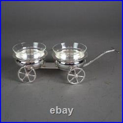 Antique Rogers Silver Plate and Glass Condiment Wagon C1920