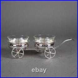 Antique Rogers Silver Plate and Glass Condiment Wagon C1920