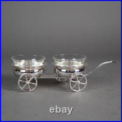 Antique Rogers Silver Plate and Glass Condiment Wagon C1920
