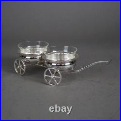 Antique Rogers Silver Plate and Glass Condiment Wagon C1920