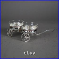 Antique Rogers Silver Plate and Glass Condiment Wagon C1920 Antique Rogers Silver Plate and Glass Condiment Wagon C1920