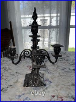 Antique Rogers Silverplate 5 Arm Candelabra Ornate Victorian Gothic Decor
