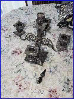 Antique Rogers Silverplate 5 Arm Candelabra Ornate Victorian Gothic Decor