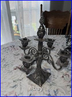 Antique Rogers Silverplate 5 Arm Candelabra Ornate Victorian Gothic Decor