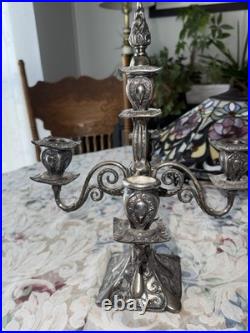 Antique Rogers Silverplate 5 Arm Candelabra Ornate Victorian Gothic Decor