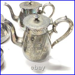 Antique Rogers Smith & Co New Haven CT 1845 4 Piece Silver Plate Coffee Tea Set