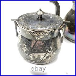 Antique Rogers Smith & Co New Haven CT 1845 4 Piece Silver Plate Coffee Tea Set