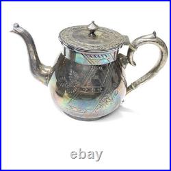 Antique Rogers Smith & Co New Haven CT 1845 4 Piece Silver Plate Coffee Tea Set