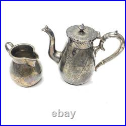 Antique Rogers Smith & Co New Haven CT 1845 4 Piece Silver Plate Coffee Tea Set