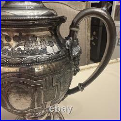 Antique Rogers Smith & Co New Haven Silver Plate Coffee Pot & Creamer Set 1860s