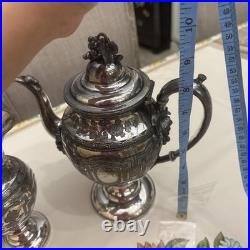 Antique Rogers Smith & Co New Haven Silver Plate Coffee Pot & Creamer Set 1860s