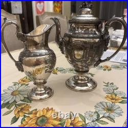 Antique Rogers Smith & Co New Haven Silver Plate Coffee Pot & Creamer Set 1860s