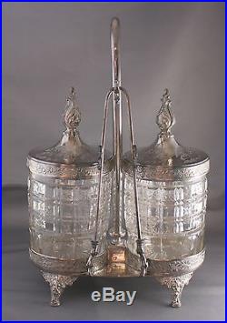 Antique Rogers Smith & Co Silver Plate Double Pickle Castor Bearded Man Viking