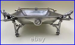 Antique Rogers Smith & Co Victorian Silver Plate Fox Horse Hunt Vanity Basket