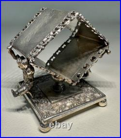 Antique Rogers Smith Meridian Co Silver Plate Figural Napkin Ring 2 Boys Playing