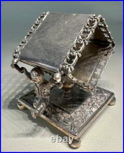 Antique Rogers Smith Meridian Co Silver Plate Figural Napkin Ring 2 Boys Playing