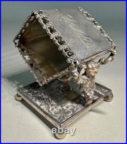 Antique Rogers Smith Meridian Co Silver Plate Figural Napkin Ring 2 Boys Playing