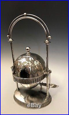 Antique Rogers & Smith Silverplate Victorian Covered Butter Dish w Knife