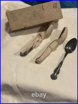 Antique Set Of 12 Arbutus Silverplate Spoons In Orginal Wrapping and Box