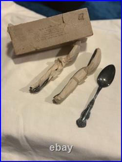 Antique Set Of 12 Arbutus Silverplate Spoons In Orginal Wrapping and Box