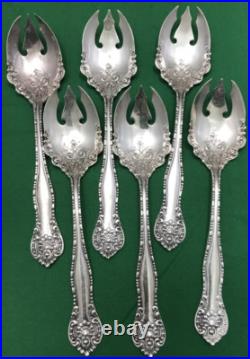 Antique Set of 6 YORK 1900 Silverplated ICE CREAM FORKS / SPORKS Wm Rogers & Son