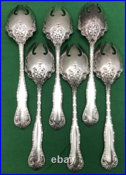 Antique Set of 6 YORK 1900 Silverplated ICE CREAM FORKS / SPORKS Wm Rogers & Son